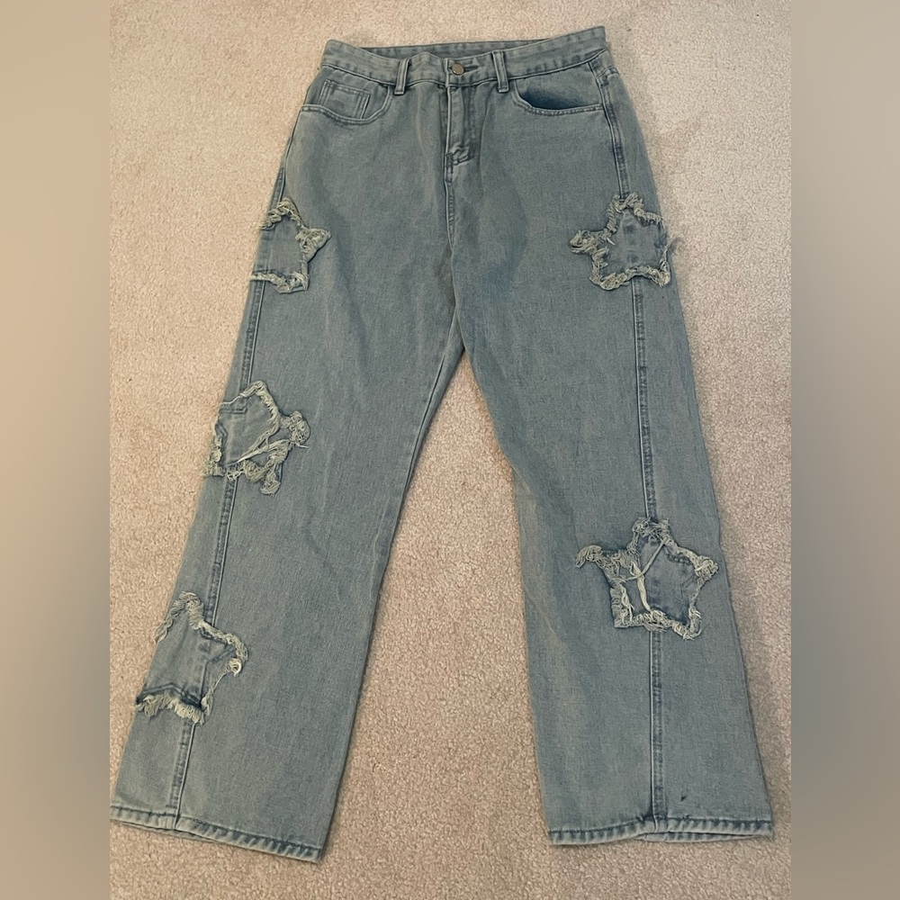 Women’s Distressed Star Patch high waisted Jeans